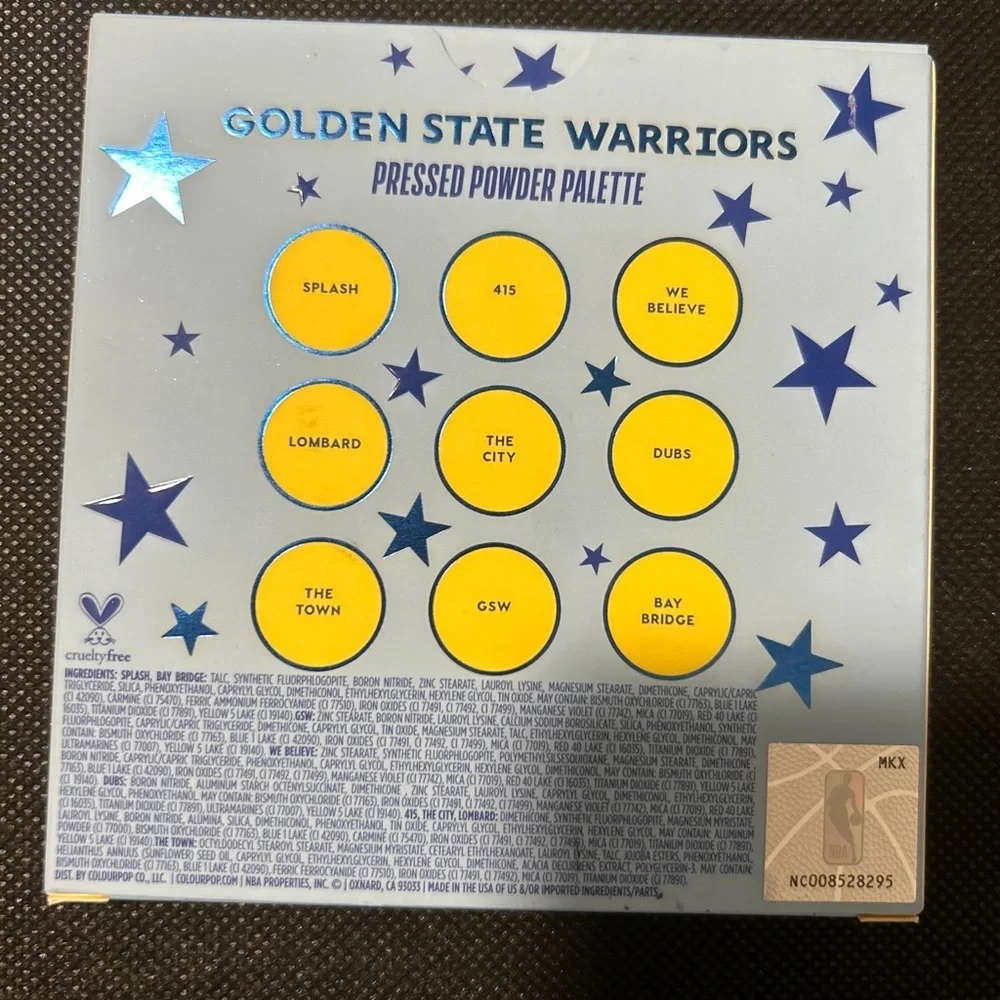 ColourPop x NBA Golden State Warriors Eyeshadow Pressed Powder Palette .3 oz